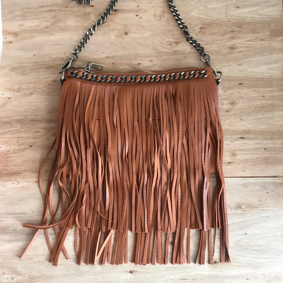 ✨NEW! Fringe cross body bag faux leather camel - Picture 3 of 5